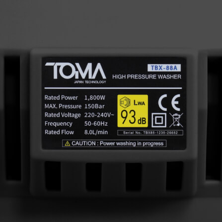 เครื่องฉีดน้ำแรงดันสูง TOMA JAPAN รุ่น TBX-88A 150 บาร์ 1800 วัตต์_5